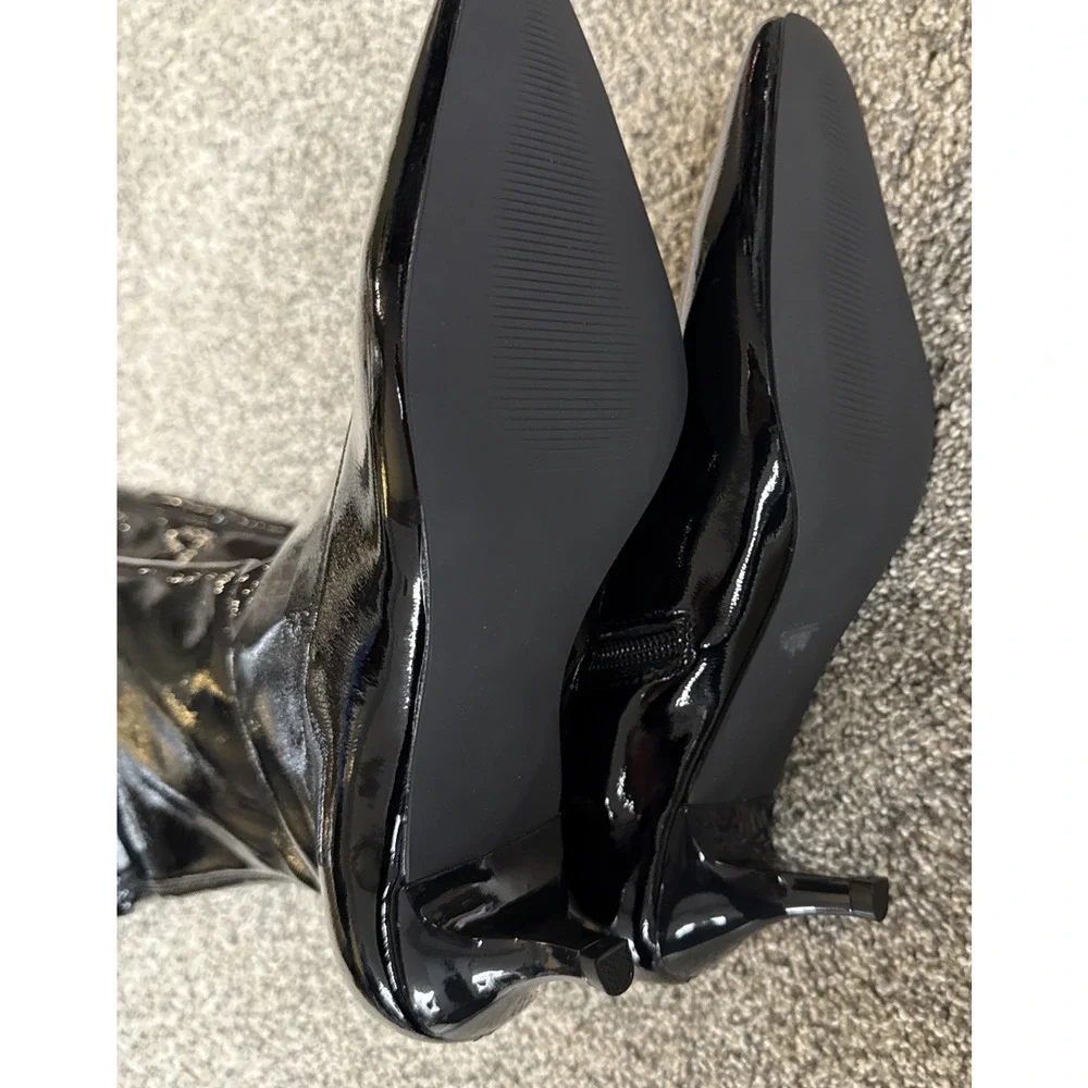Abound Women’s Black Patent Over the Knee Carmy Boots Kitten Heel Sz 7 NWOB - Picture 6 of 10